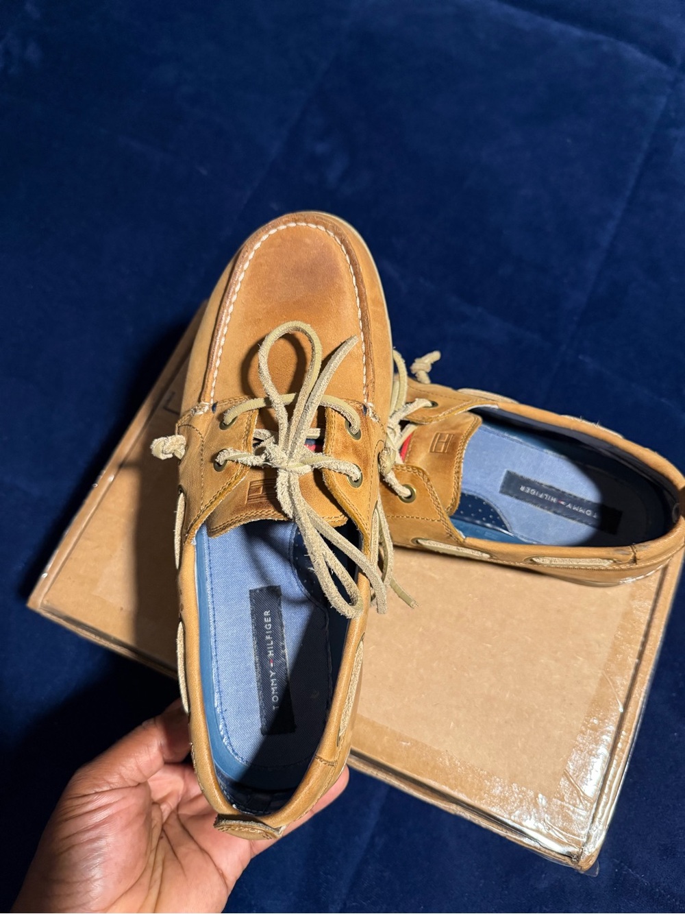 Tommy Hilfiger Men’s Tan Suede Lace-Up Boat Shoes